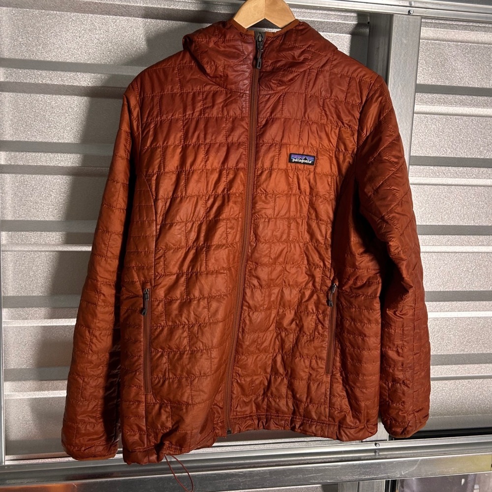 Patagonia Nano Puff Hoody Womens XL Burnt Orange Rust Quilted Puffer Jacket